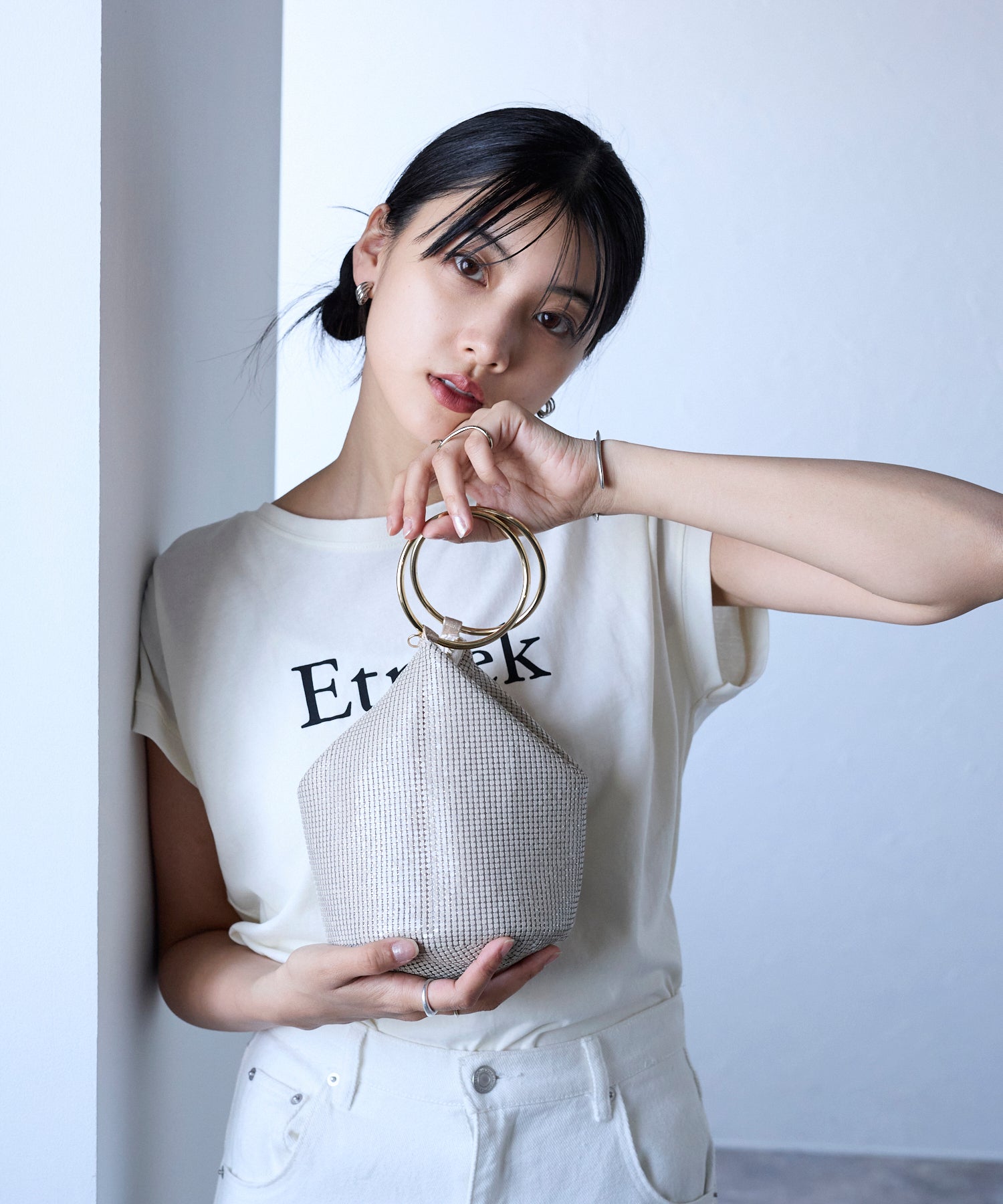 メタルメッシュ リングハンドル バッグ