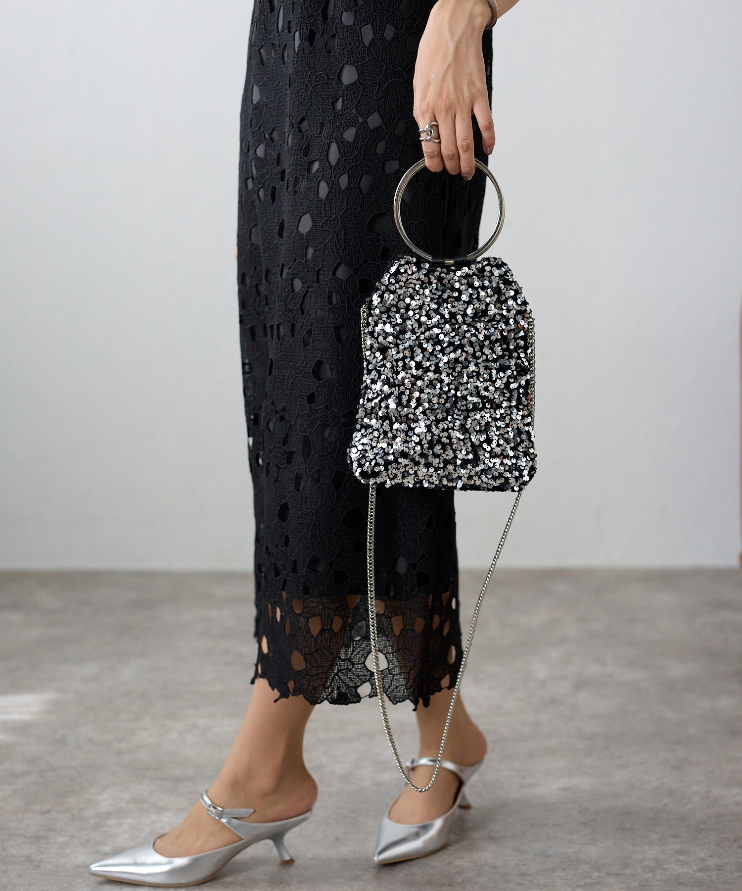 スパンコール 2way リング バッグ