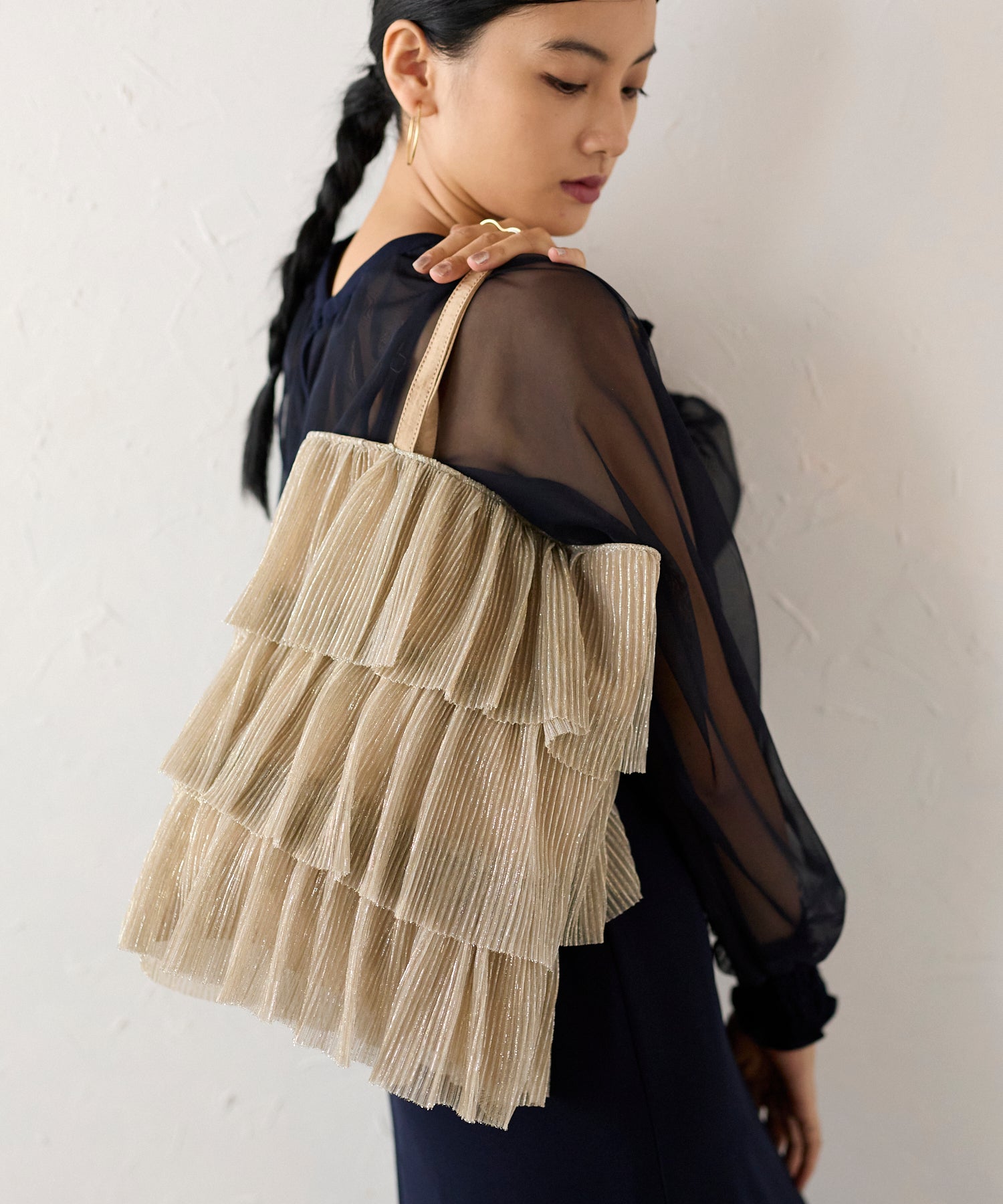 ラメフリルトートバッグ