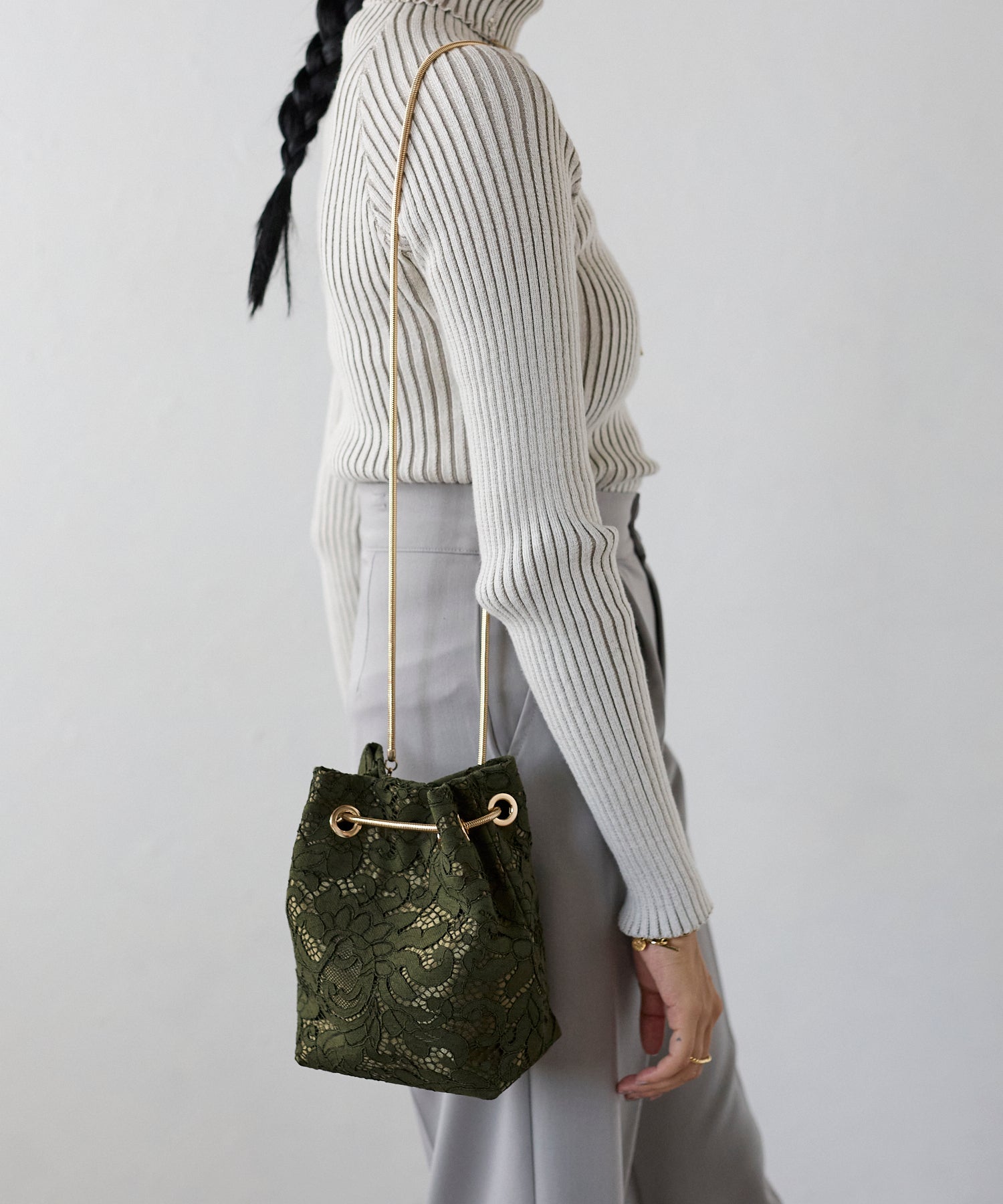 レース刺繍 2way バッグ