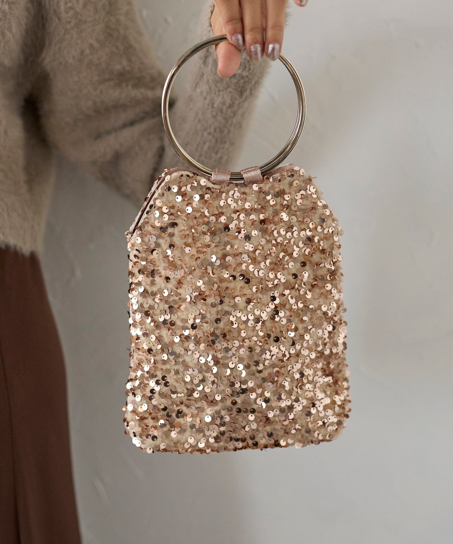 スパンコール 2way リング バッグ