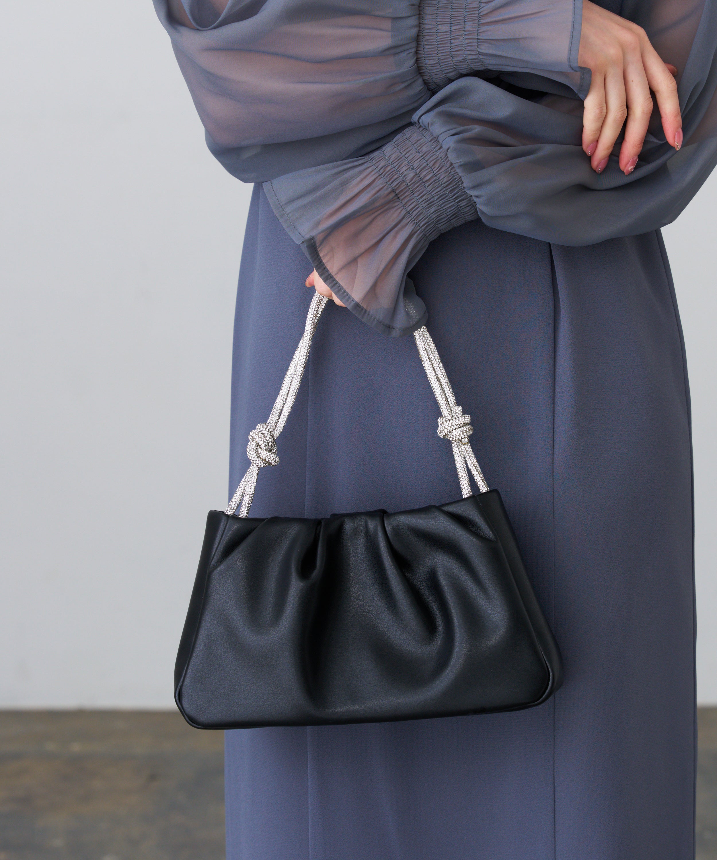 ラインストーンフェイクレザーバッグ