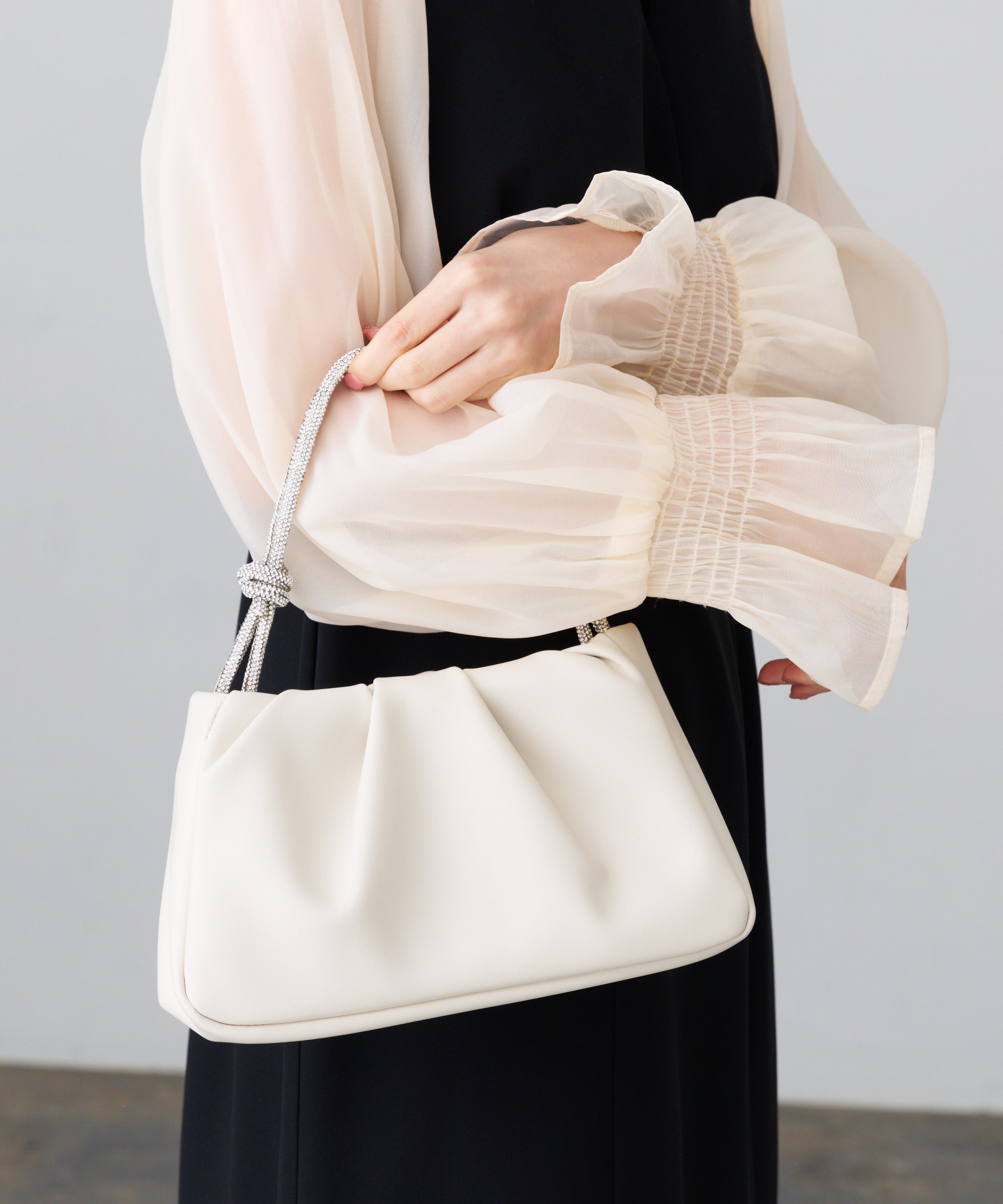 ラインストーンフェイクレザーバッグ