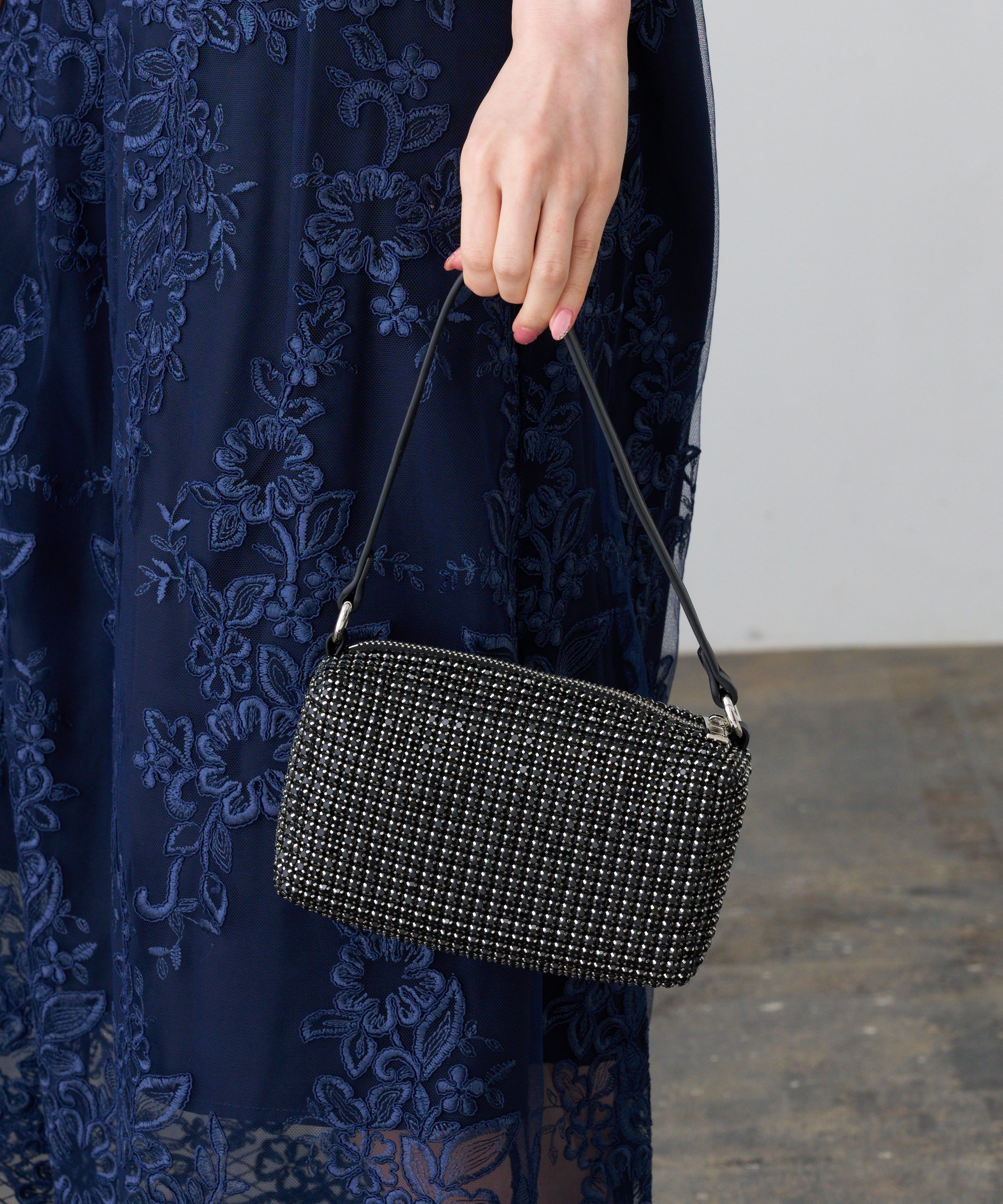 ラインストーンスクエアバッグ