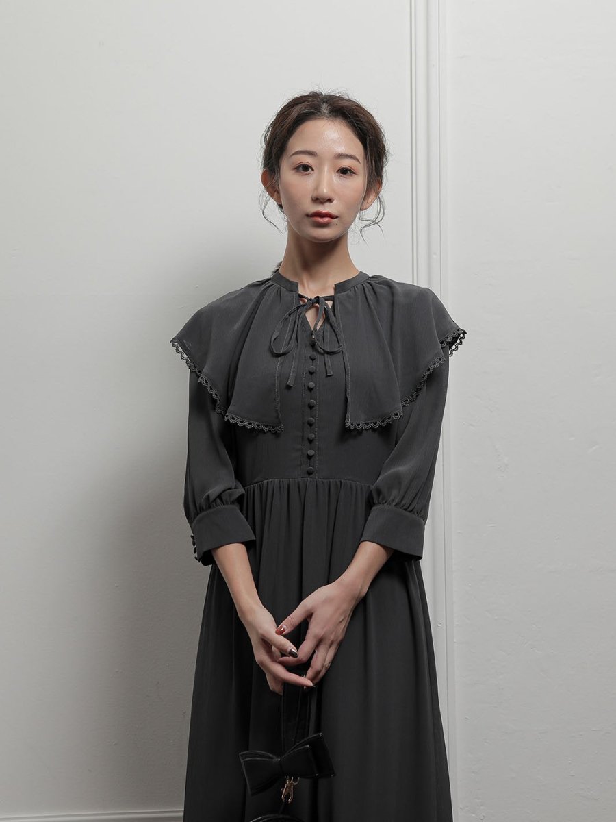 国内発| Safiyaa ループリボン&セミケープ ロングドレス 国内発| Safiyaa ループリボン&セミケープ ロングドレス