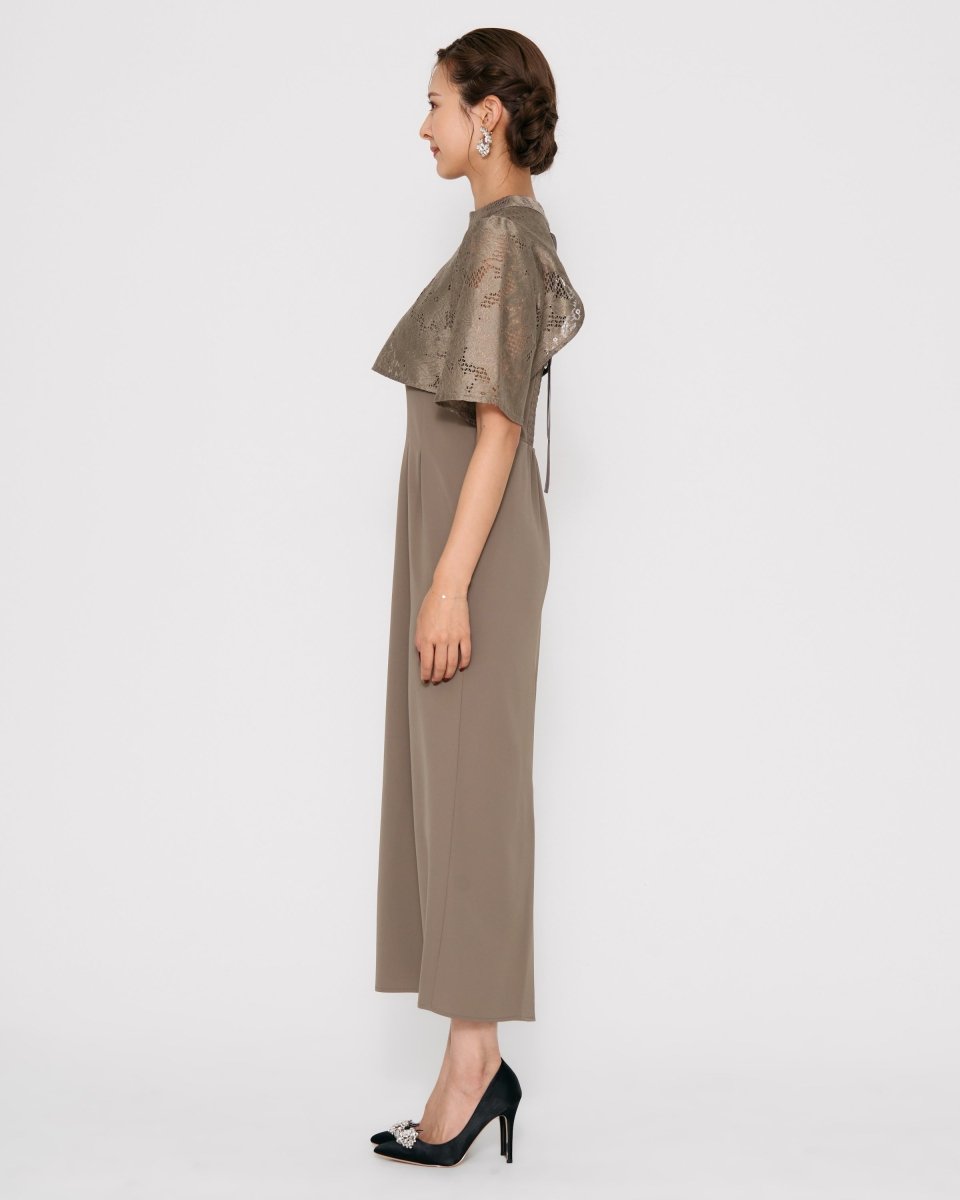 ▽♣️2 JILLSTUART レース ジャガード フレアドレス ビジュー襟