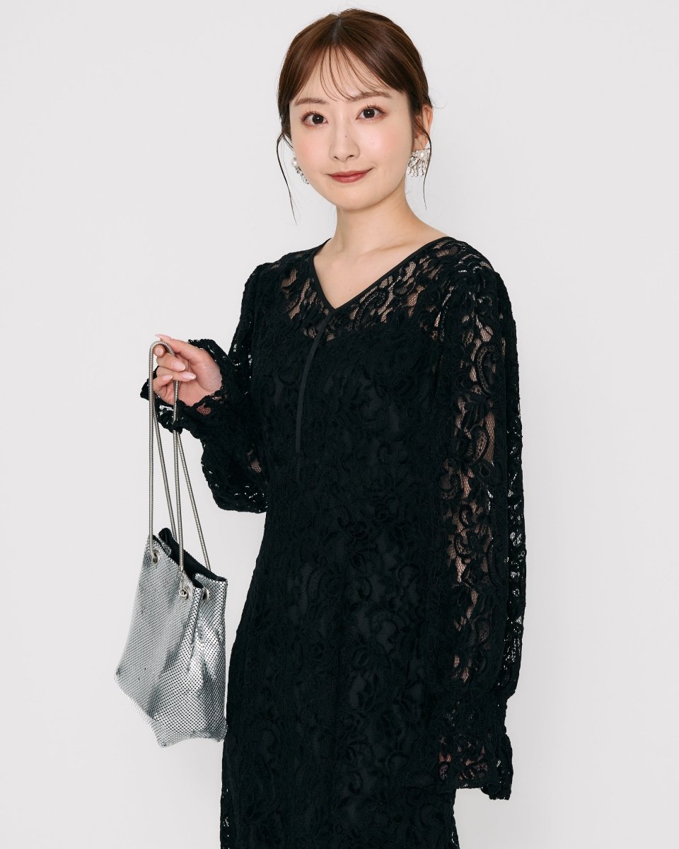 総レースオープンネックマーメイドドレス – Lien lab.